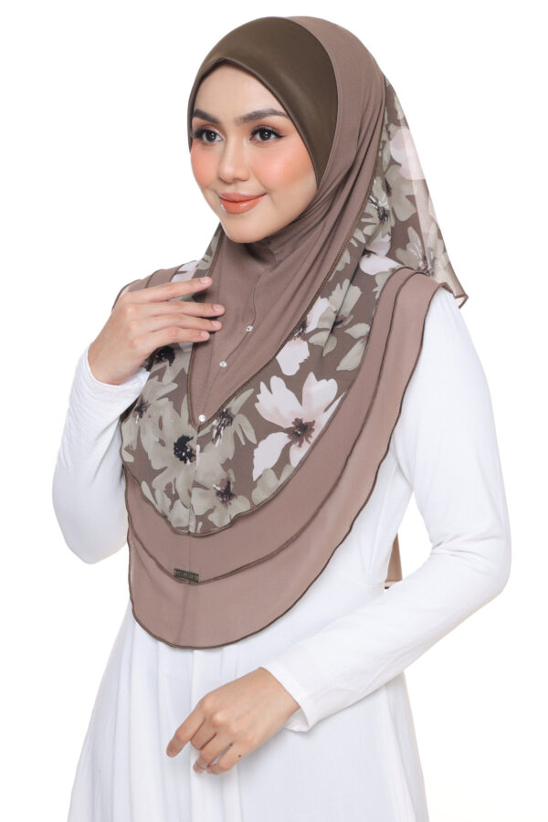 Afiyah 3 Layer (AFI244-BUNGA COKLAT OLIVE)